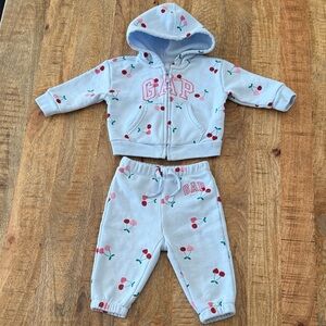 GAP Cherry Print Baby Hoodie and Joggers Set